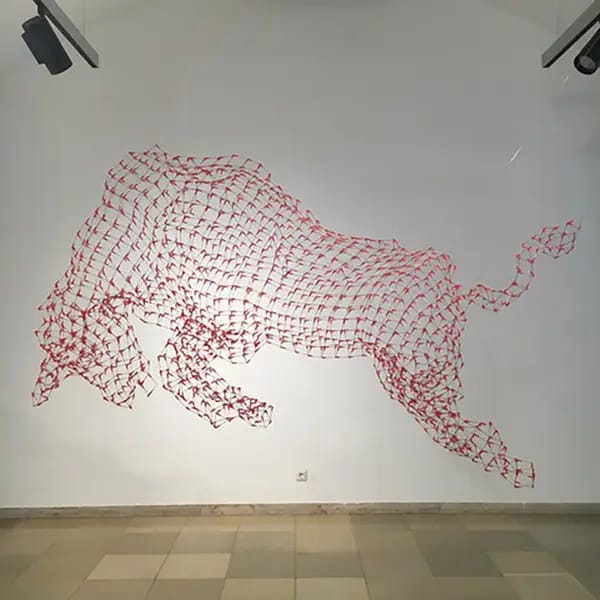 UlrikeAsamer, Selbstporträt, 2023, Skalpellklingen, 70 x 50cm