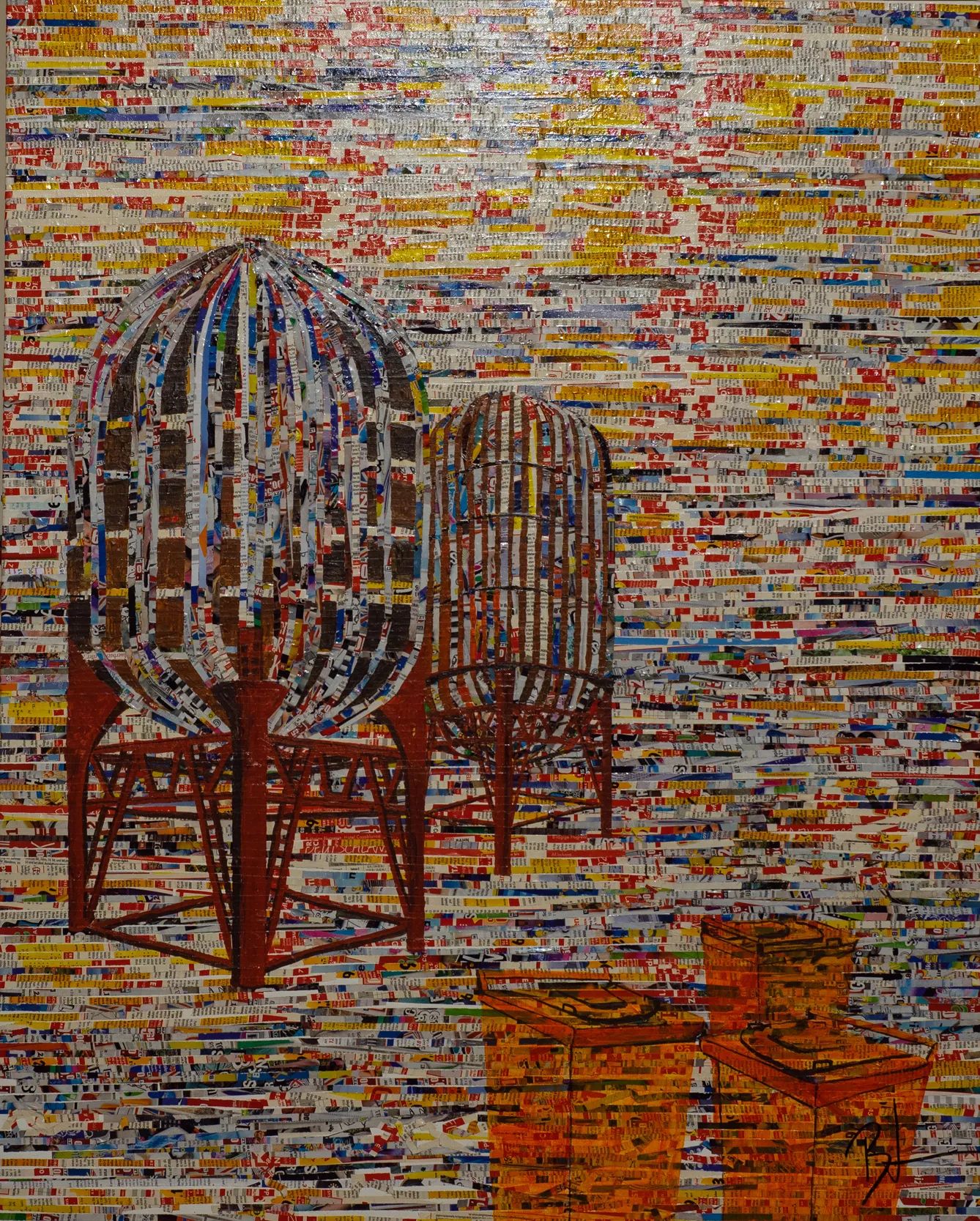 Kunststück: Prospektflut, Mischtechnik, 80x100