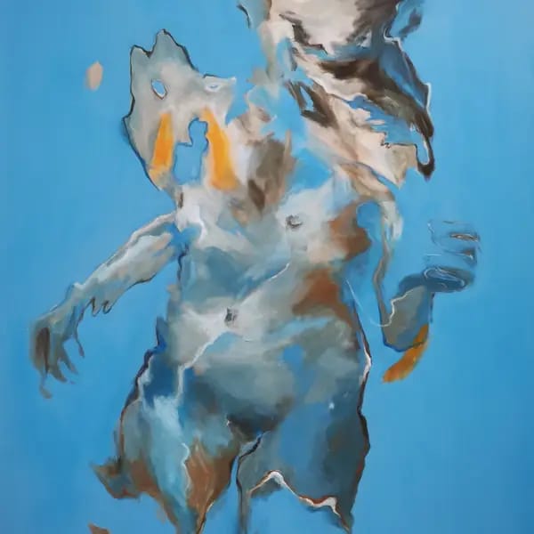PetraRader, Transformed, Acryl auf LW, 140 x 100 cm, 2024, Die Sehnsucht nach Freiheit materialisiert sich in einer Chimäre.