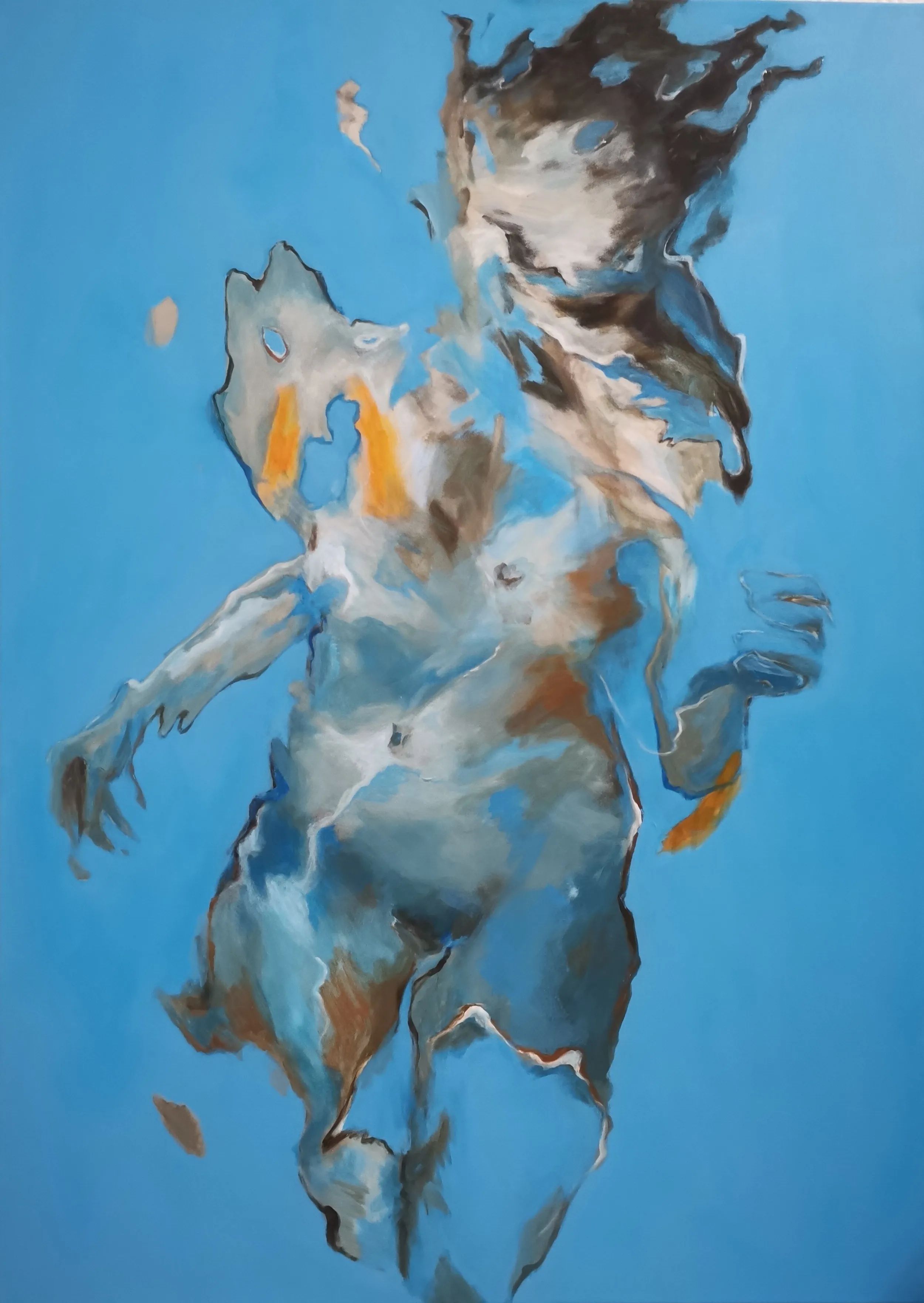 Kunststück: Transformed, Acryl auf LW, 140 x 100 cm, 2024, Die Sehnsucht nach Freiheit materialisiert sich in einer Chimäre.