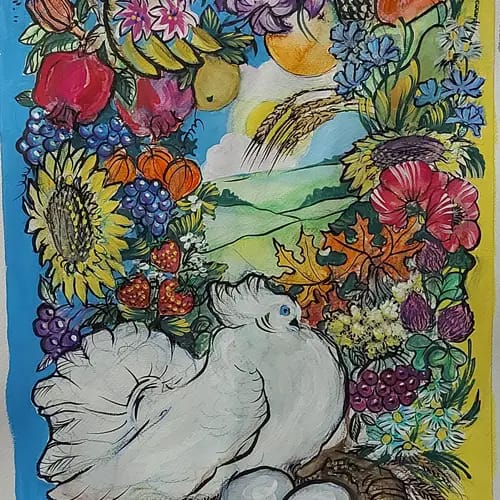 Olga Djomina, 30 x 40, 2022, Papier, Aquarellstifte, 
Gouache