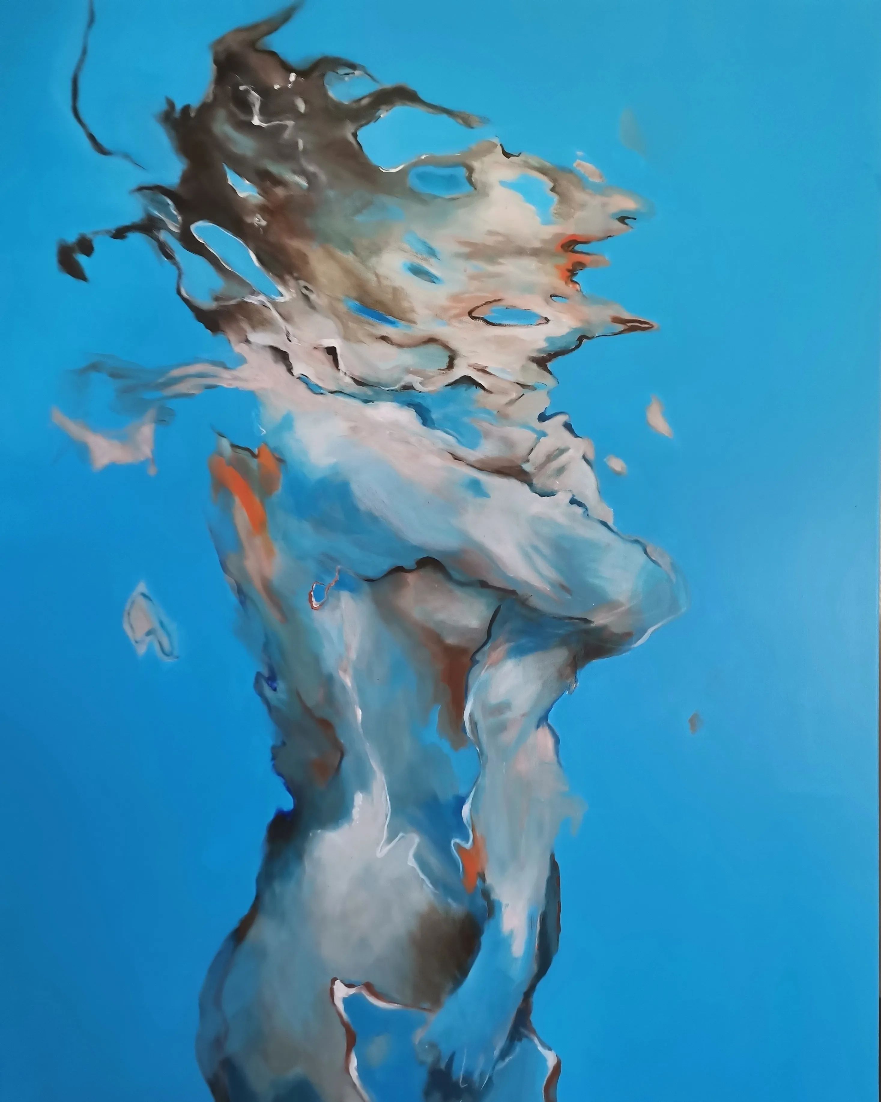 Kunststück: Symbiose, Acryl auf LW, 140 x 100 cm, 2023
Mutter und Kind in einer symbiotischen Umarmung miteinander verschmolzen, erzählt es vom absoluten Wunsch einer Mutter, ihr Kind zu beschützen.