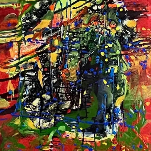 Renate Moran, „nach Gustav Mahler „ Musikmalerei- Mischtechnik mit Pigmente, 120 x 100 cm