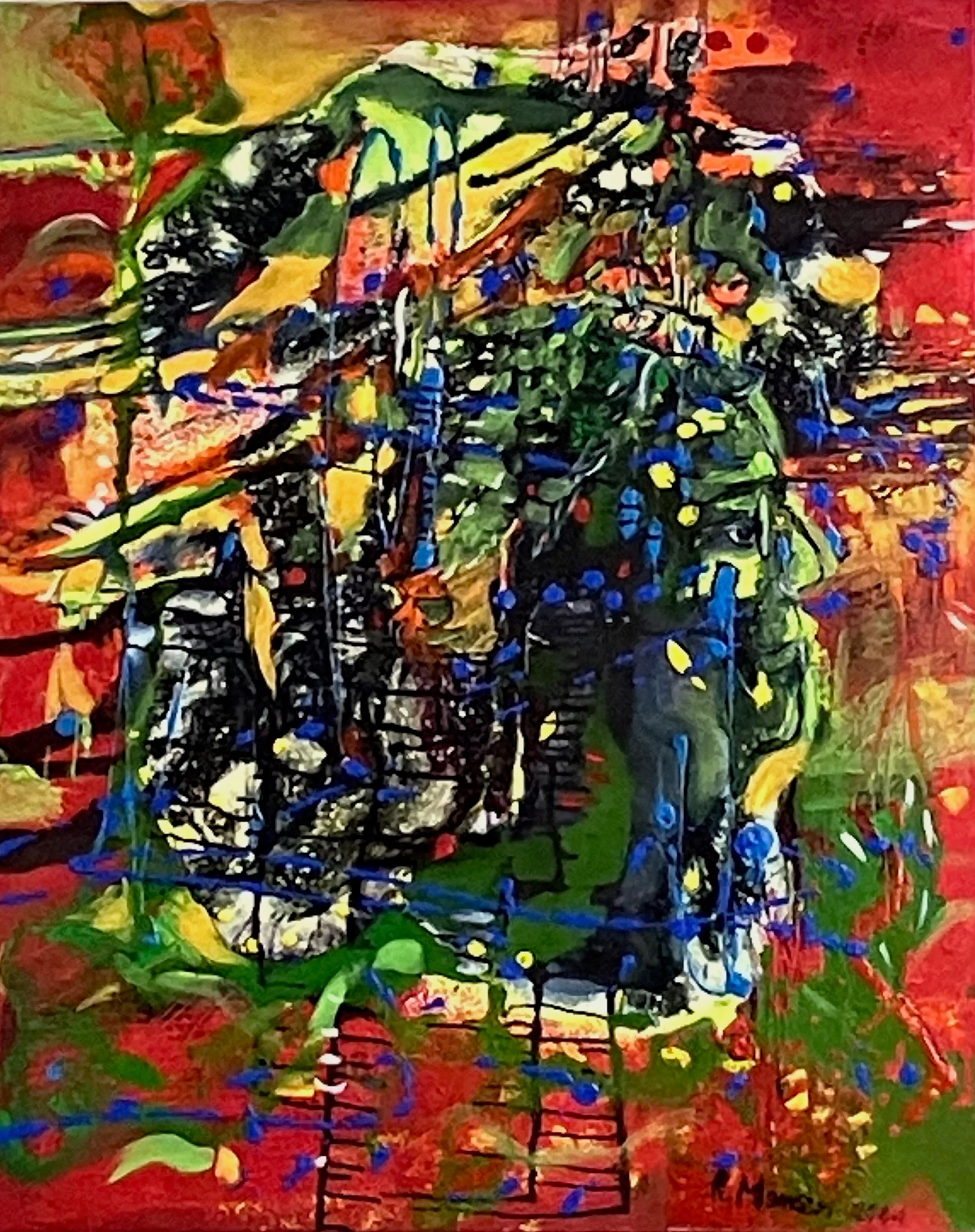 Kunststück: „nach Gustav Mahler „ Musikmalerei- Mischtechnik mit Pigmente, 120 x 100 cm
