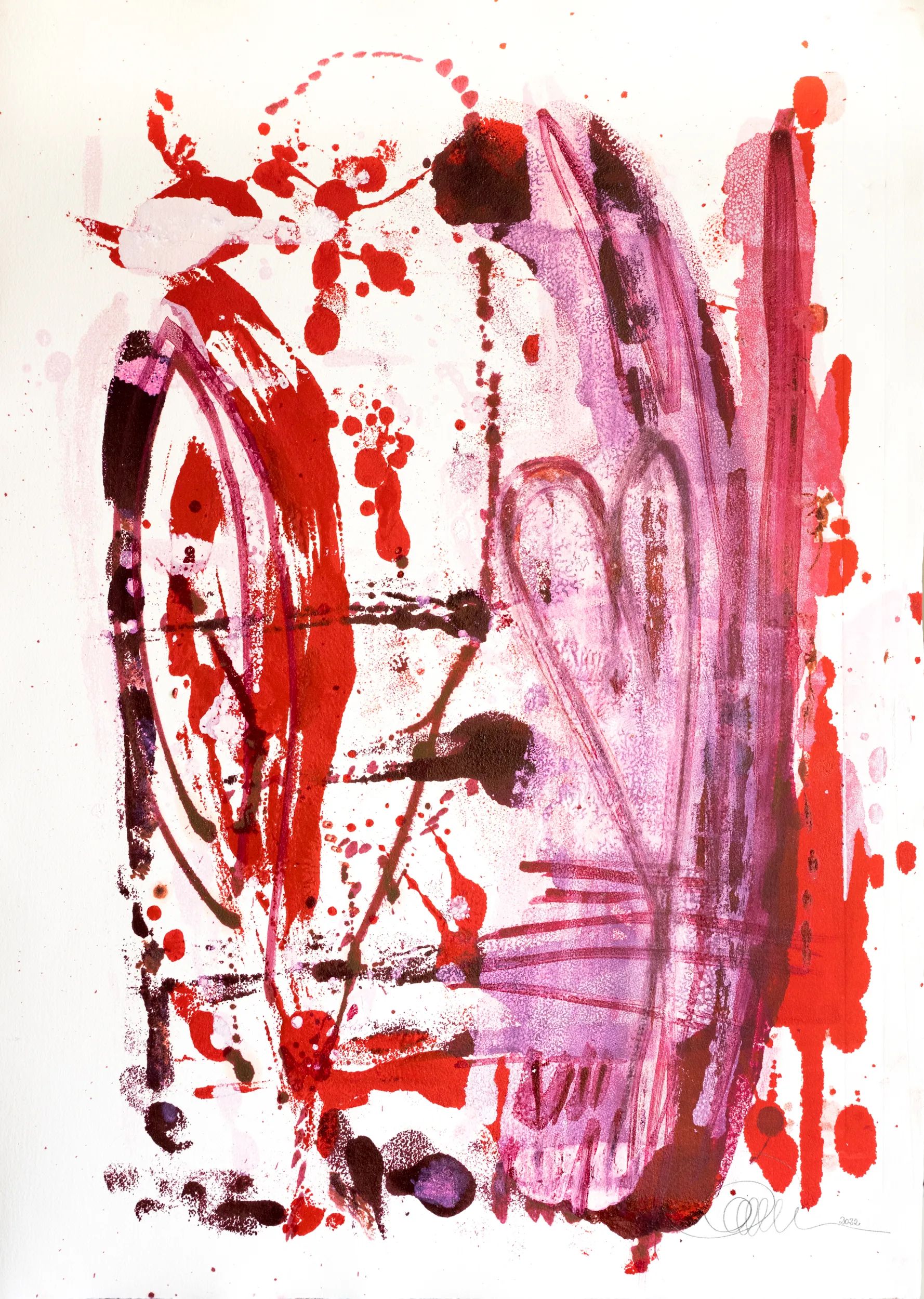 Kunststück: Aus der Serie
„Gestrandete Herzen“, 60 × 80 cm, Monotypie