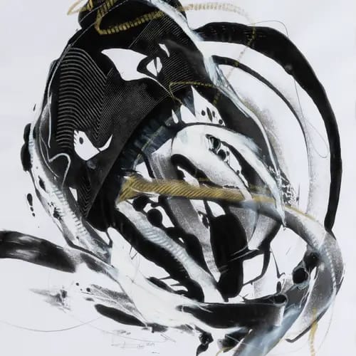 Karoline Kornek, SPUREN 2023, Druck,-Mischtechnik auf Papier, 84 x 60 cm