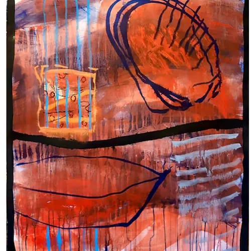 Michael Oberlik, Fliegende Blätter#8, 2023, MT auf Bütten, 96,5 x 79 cm