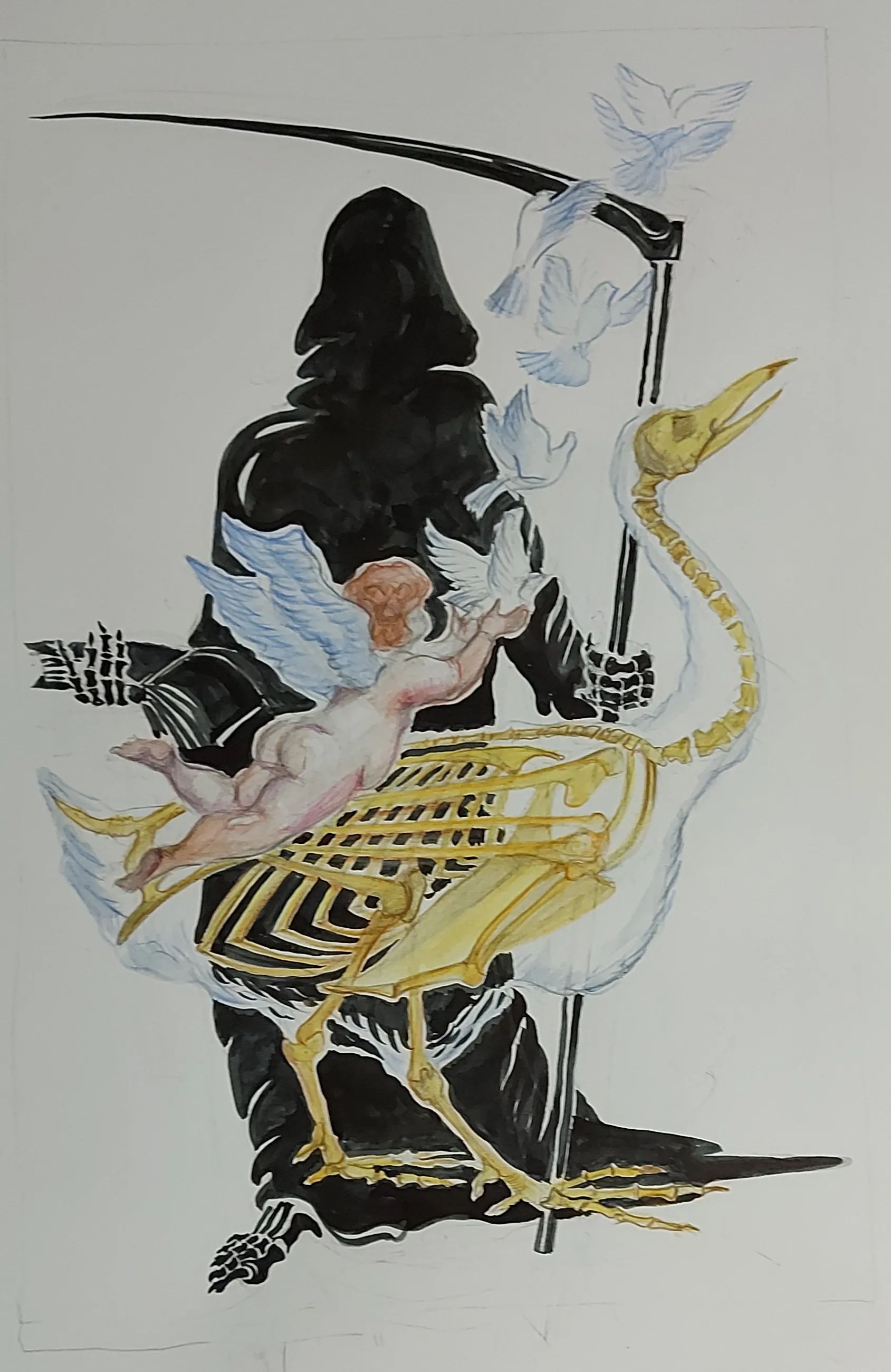 Kunststück: 30 x 40, 2022, Papier, Aquarellstifte, 
Gouache