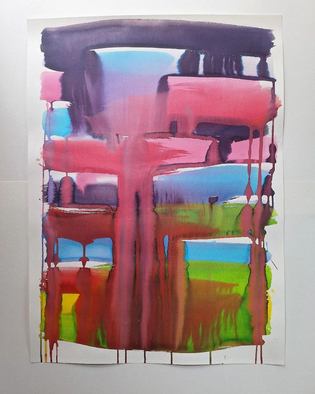 Kunststück: „From the Temple Mountain“, mixed media, 34x55cm, 2024