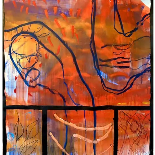 Michael Oberlik, Fliegende Blätter#9, 2023, MT auf Bütten, 113 x 97,5 cm