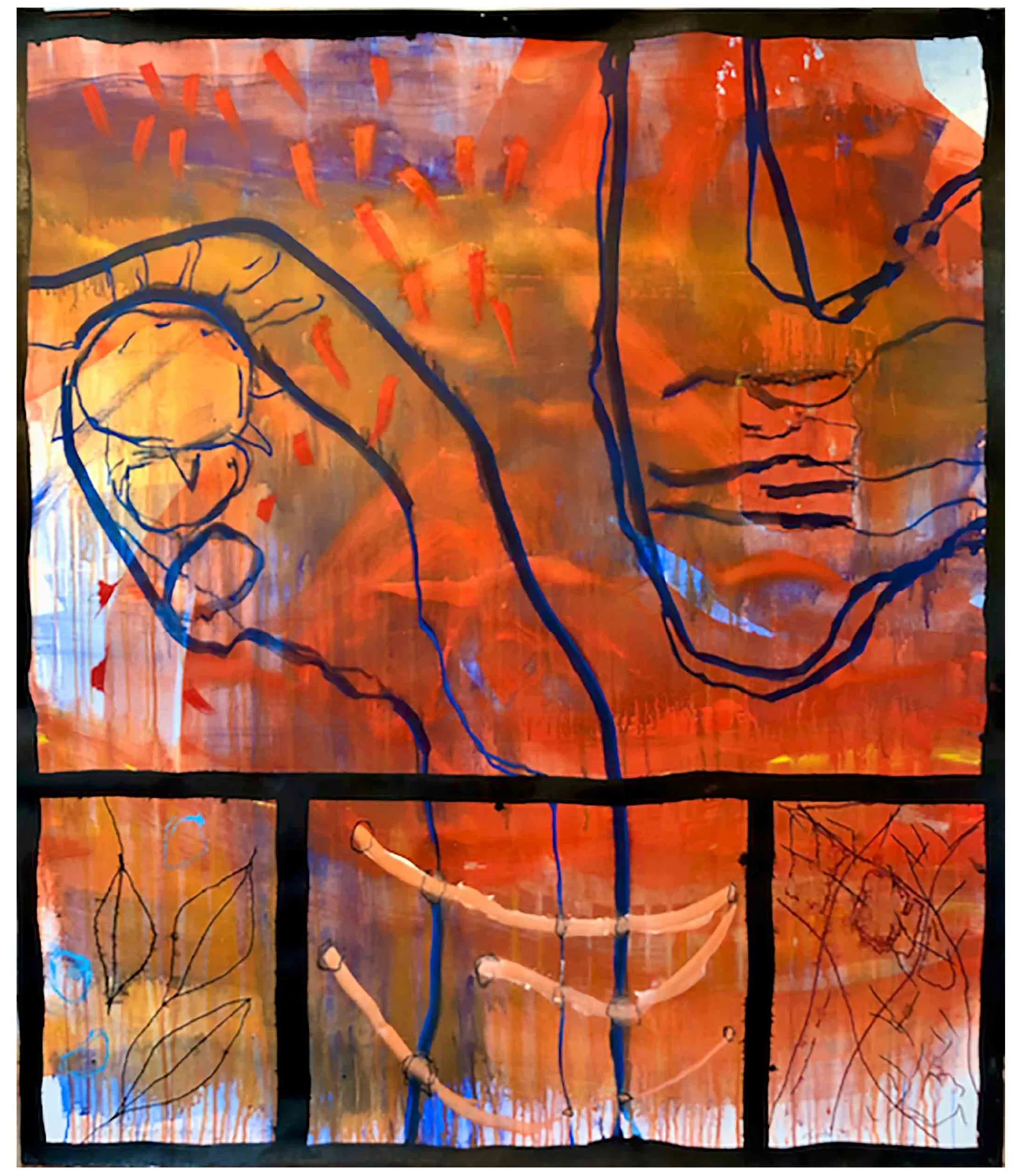 Kunststück: Fliegende Blätter#9, 2023, MT auf Bütten, 113 x 97,5 cm