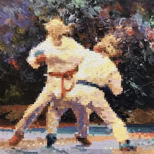 Maryna  Haidamaka, „Schattenboxen“, Öl, Leinwand, 2018, 60*80