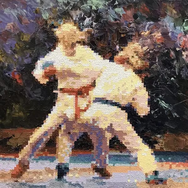 Maryna Haidamaka, „Schattenboxen“, Öl, Leinwand, 2018, 60*80