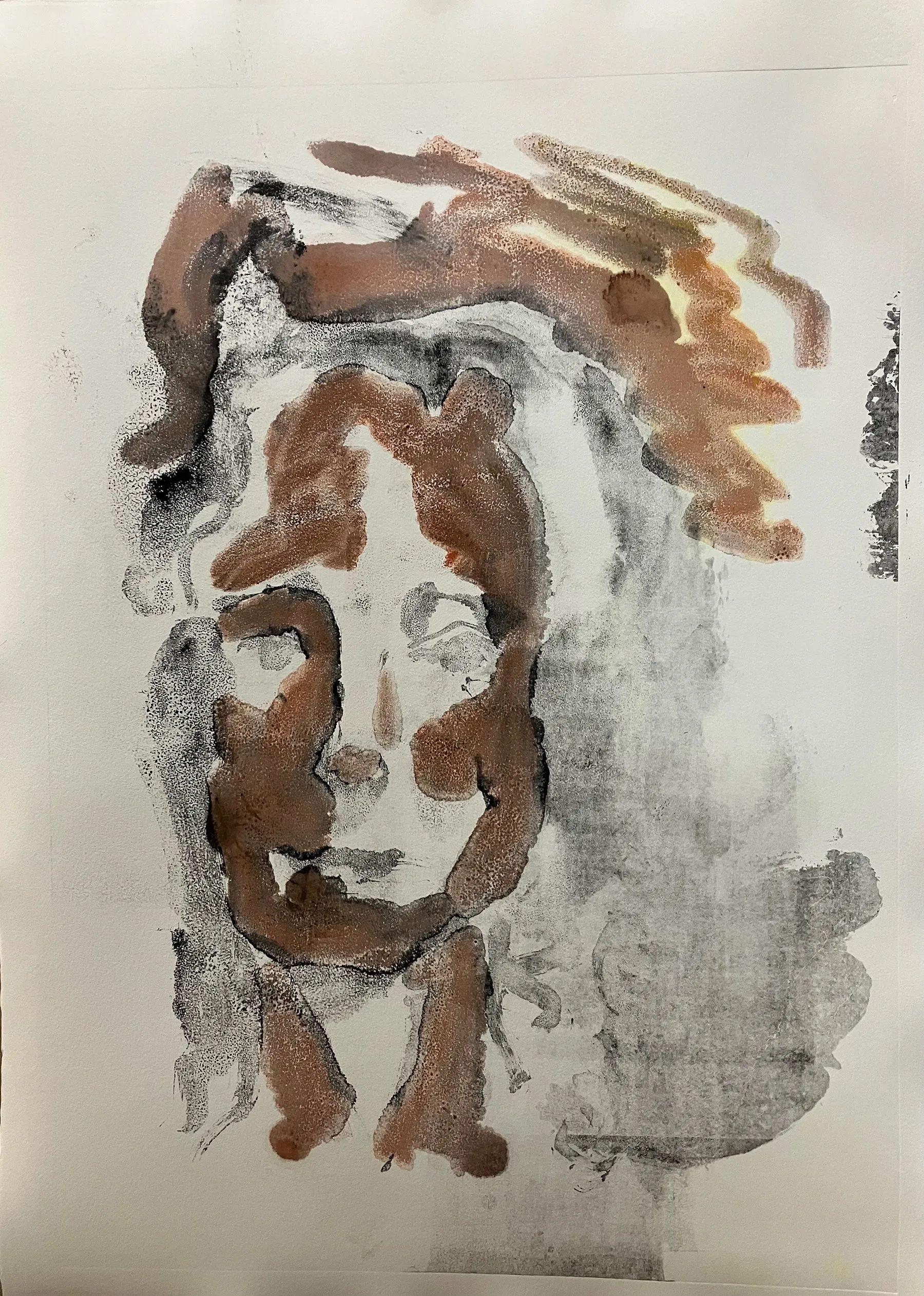 Kunststück: Mono Print "Kopf aufgelöst“