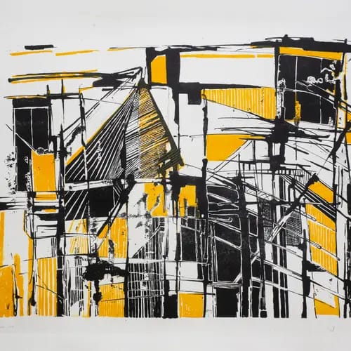 Monika Breitenfellner, Industrieruine, Lithografie, 50x70