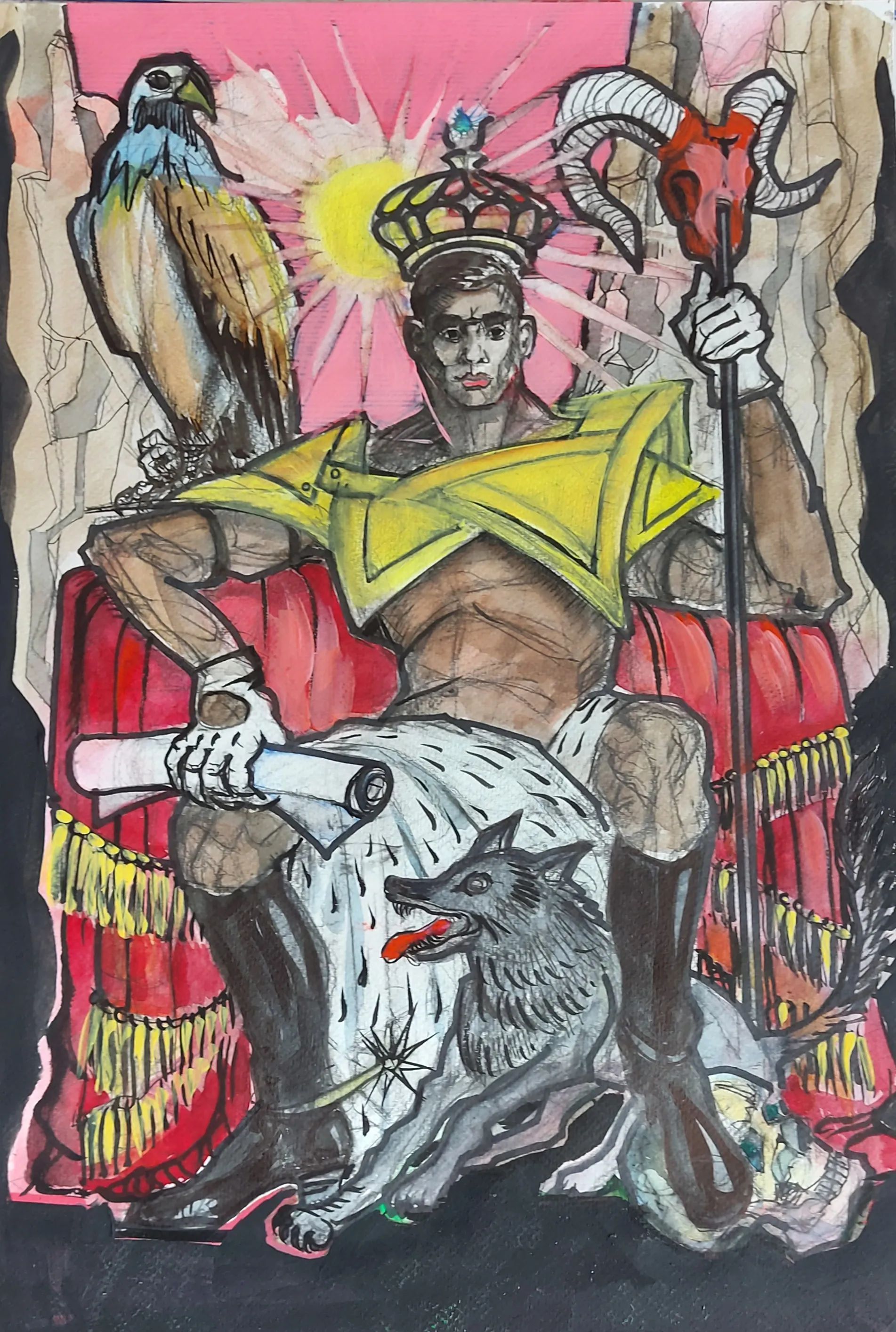 Kunststück: 30 x 40, 2022, Papier, Aquarellstifte, 
Gouache