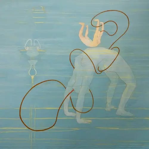 Markus Waltenberger, “connected bridges“ 110 x 120 cm, ÖL/Stifte/Leinwand 2007/2024