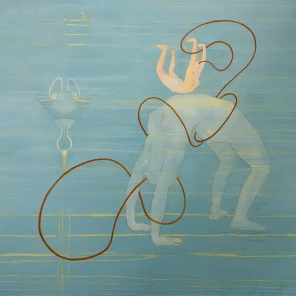 MarkusWaltenberger, “connected bridges“ 110 x 120 cm, ÖL/Stifte/Leinwand 2007/2024