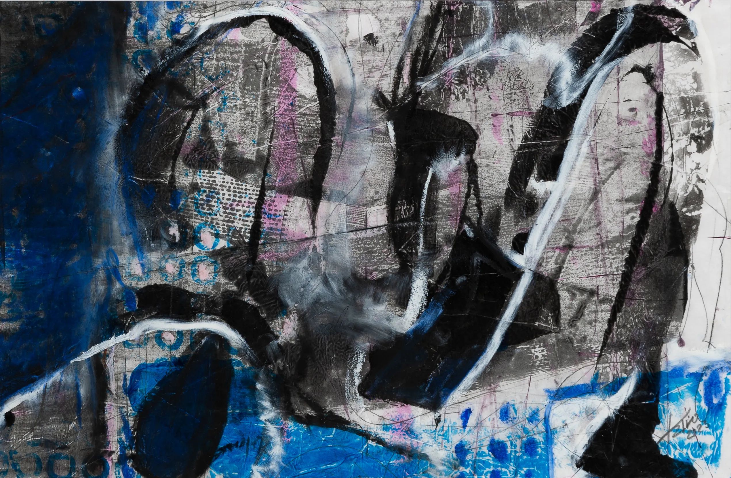 Kunststück: Kommunikation wirkt WUNDER 2023, Druck-Mischt auf Seidenpapier, 43 x 60 cm