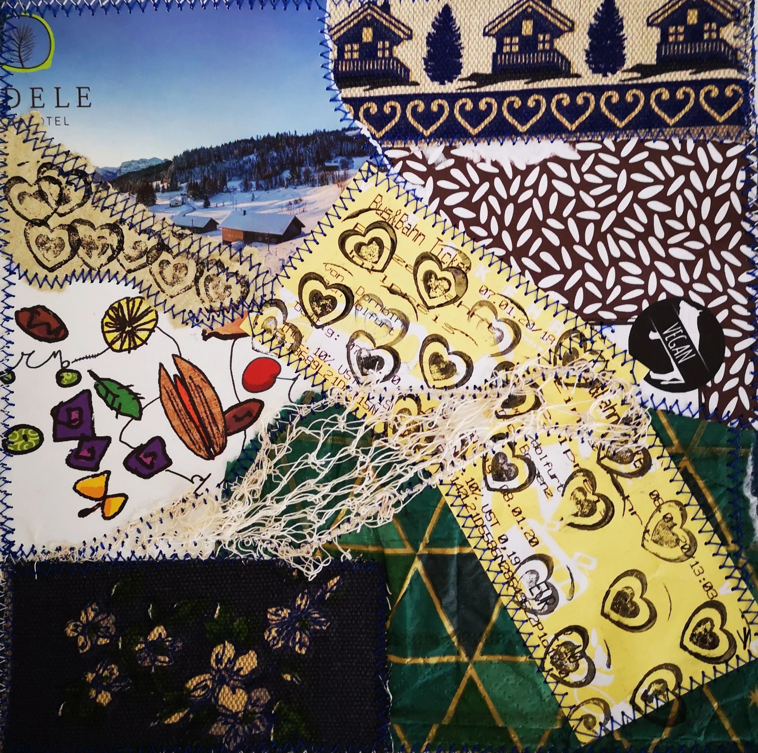 Kunststück: aus der Serie “Nicht jeder Müll ist Müll – Unterwegs in Bregenz“ 1,2,3 | Upcycling, 22 x 22cm, 2022