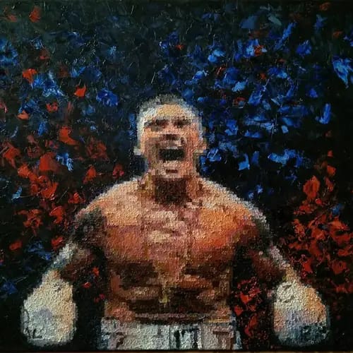 Maryna  Haidamaka, „Schattenboxen“, Öl, Leinwand, 2018, 60*80