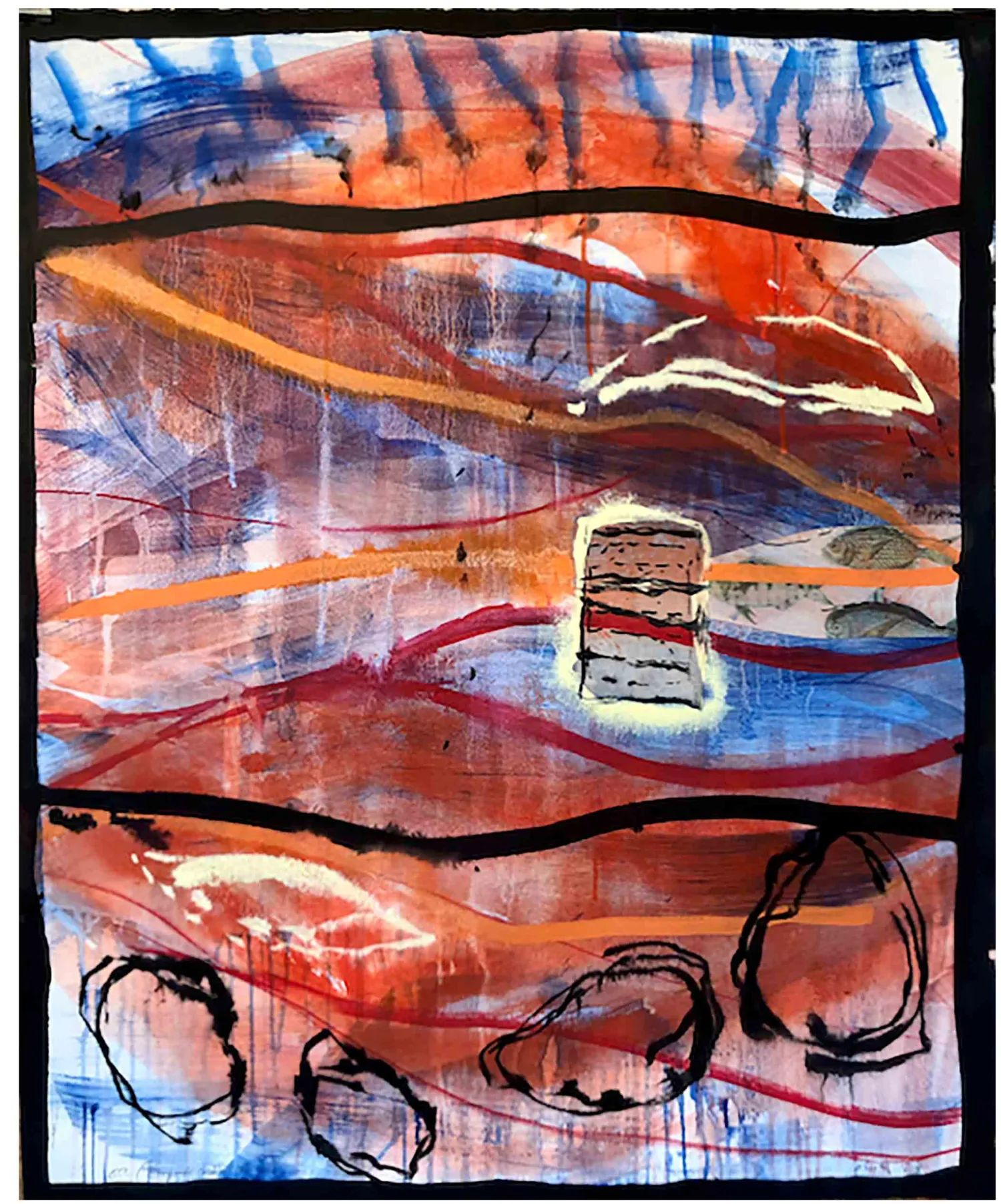 Kunststück: Fliegende Blätter#7, 2023, MT auf Bütten, 96,5 x 79 cm